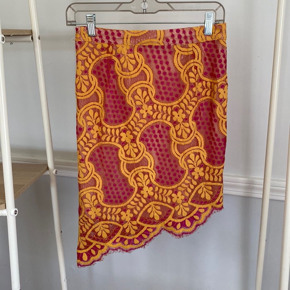Midi Skirt - Yellow and Pink with a cream lining